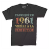 Lebonshirt T-shirt Premium Homme, Cadeau Aniversaire 1961 Fabriqué En 1961 Vieilli A La Perfection Noir