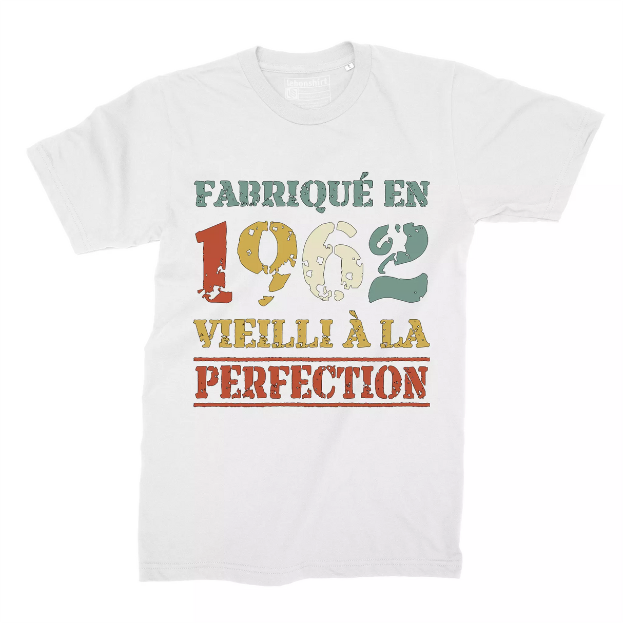 Lebonshirt T-shirt Premium Homme, Cadeau Aniversaire 1962 Fabriqué En 1962 Vieilli A La Perfection Blanc