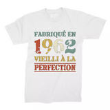 Lebonshirt T-shirt Premium Homme, Cadeau Aniversaire 1962 Fabriqué En 1962 Vieilli A La Perfection Blanc