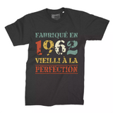 Lebonshirt T-shirt Premium Homme, Cadeau Aniversaire 1962 Fabriqué En 1962 Vieilli A La Perfection Noir