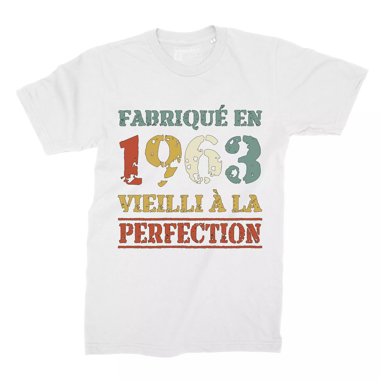 Lebonshirt T-shirt Premium Homme, Cadeau Aniversaire 1963 Fabriqué En 1963 Vieilli A La Perfection Blanc