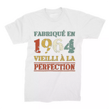 Lebonshirt T-shirt Premium Homme, Cadeau Aniversaire 1964 Fabriqué En 1964 Vieilli A La Perfection Blanc