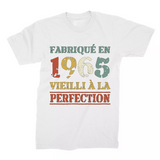 Lebonshirt T-shirt Premium Homme, Cadeau Aniversaire 1965 Fabriqué En 1965 Vieilli A La Perfection Blanc