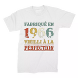 Lebonshirt T-shirt Premium Homme, Cadeau Aniversaire 1966 Fabriqué En 1966 Vieilli A La Perfection Blanc