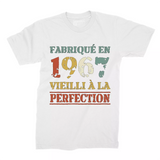 Lebonshirt T-shirt Premium Homme, Cadeau Aniversaire 1967 Fabriqué En 1967 Vieilli A La Perfection Blanc