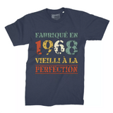 Lebonshirt T-shirt Premium Homme, Cadeau Aniversaire 1968 Fabriqué En 1968 Vieilli A La Perfection Marine