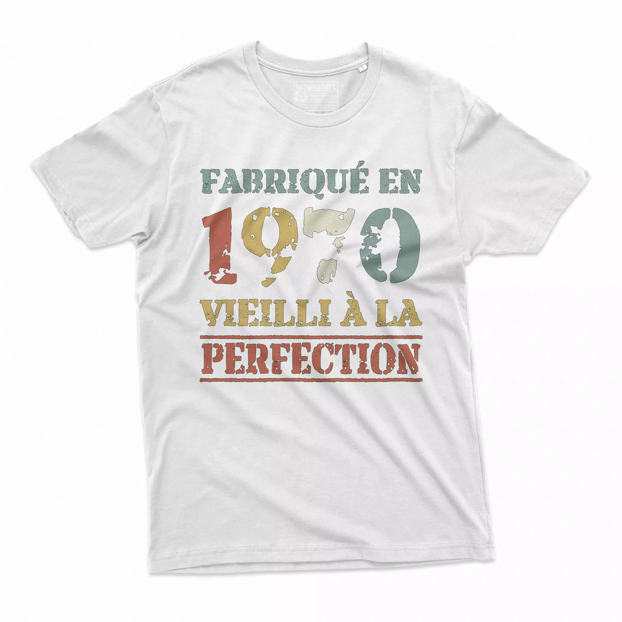 Lebonshirt T-shirt Premium Homme, Cadeau Aniversaire 1970 Fabriqué En 1970 Vieilli A La Perfection Blanc