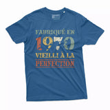 Lebonshirt T-shirt Premium Homme, Cadeau Aniversaire 1970 Fabriqué En 1970 Vieilli A La Perfection Bleu