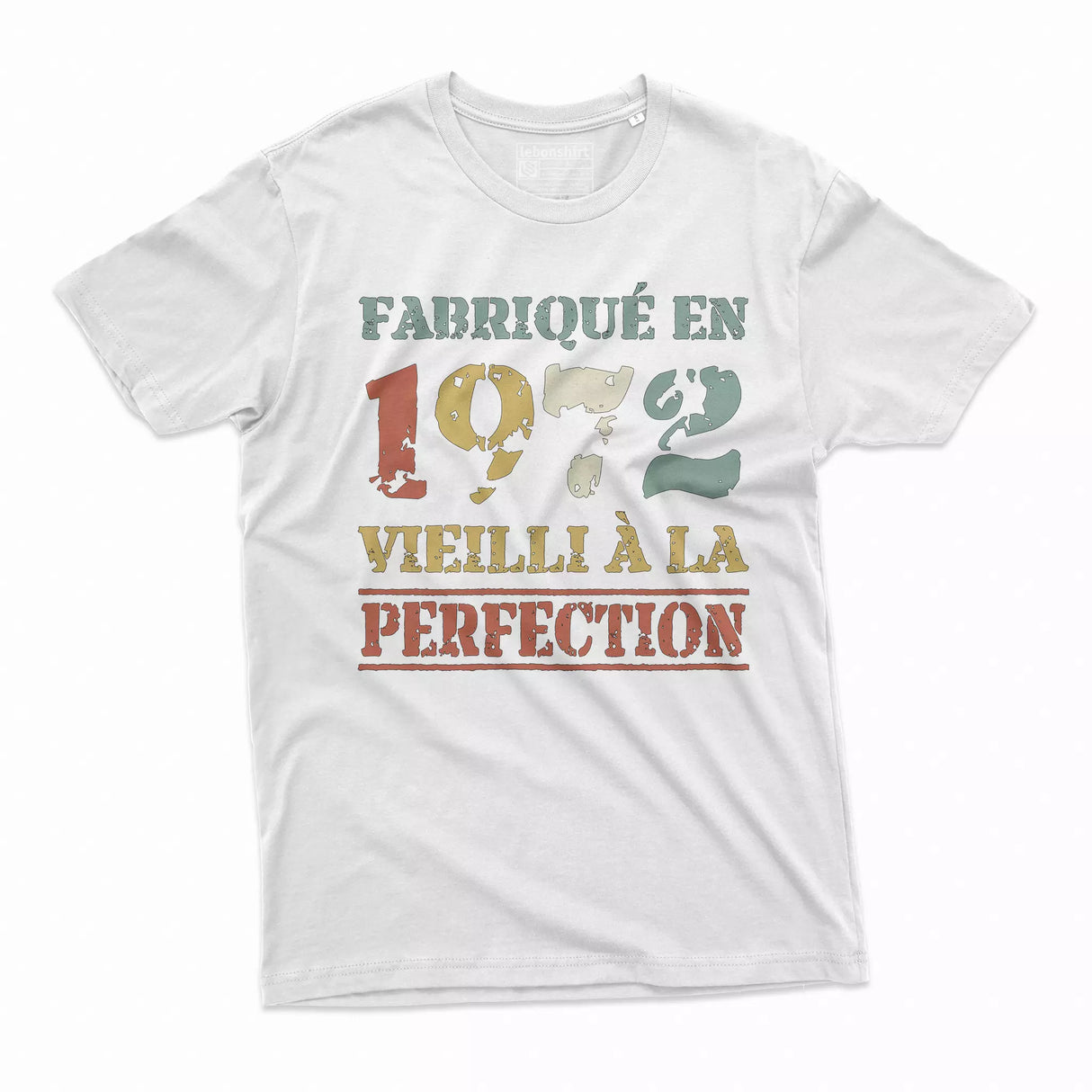 Lebonshirt T-shirt Premium Homme, Cadeau Aniversaire 1972 Fabriqué En 1972 Vieilli A La Perfection Blanc