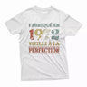 Lebonshirt T-shirt Premium Homme, Cadeau Aniversaire 1972 Fabriqué En 1972 Vieilli A La Perfection Blanc