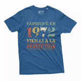 Lebonshirt T-shirt Premium Homme, Cadeau Aniversaire 1972 Fabriqué En 1972 Vieilli A La Perfection Bleu