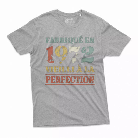 Lebonshirt T-shirt Premium Homme, Cadeau Aniversaire 1972 Fabriqué En 1972 Vieilli A La Perfection Gris