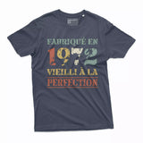 Lebonshirt T-shirt Premium Homme, Cadeau Aniversaire 1972 Fabriqué En 1972 Vieilli A La Perfection Marine