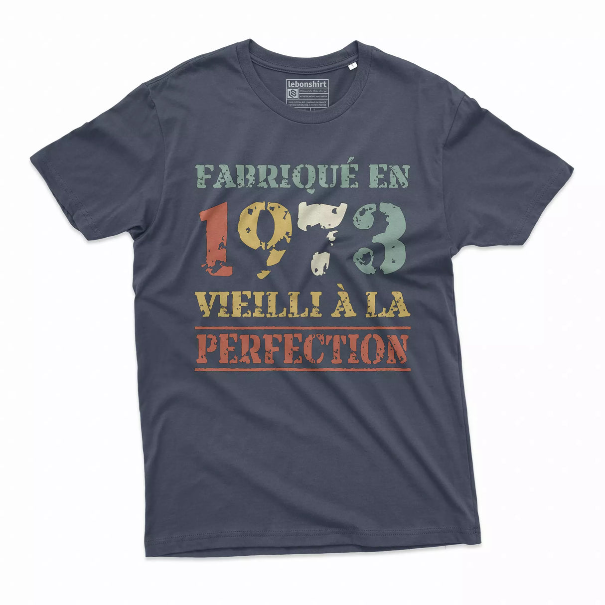 Lebonshirt T-shirt Premium Homme, Cadeau Aniversaire 1973 Fabriqué En 1973 Vieilli A La Perfection Marine