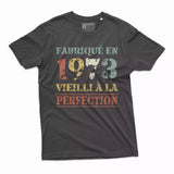 Lebonshirt T-shirt Premium Homme, Cadeau Aniversaire 1973 Fabriqué En 1973 Vieilli A La Perfection Noir