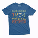 Lebonshirt T-shirt Premium Homme, Cadeau Aniversaire 1974 Fabriqué En 1974 Vieilli A La Perfection Bleu