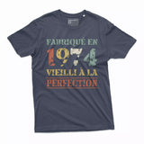 Lebonshirt T-shirt Premium Homme, Cadeau Aniversaire 1974 Fabriqué En 1974 Vieilli A La Perfection Marine