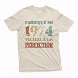 Lebonshirt T-shirt Premium Homme, Cadeau Aniversaire 1974 Fabriqué En 1974 Vieilli A La Perfection Naturel