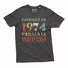 Lebonshirt T-shirt Premium Homme, Cadeau Aniversaire 1974 Fabriqué En 1974 Vieilli A La Perfection Noir