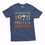 Lebonshirt T-shirt Premium Homme, Cadeau Aniversaire 1975 Fabriqué En 1975 Vieilli A La Perfection Indigo