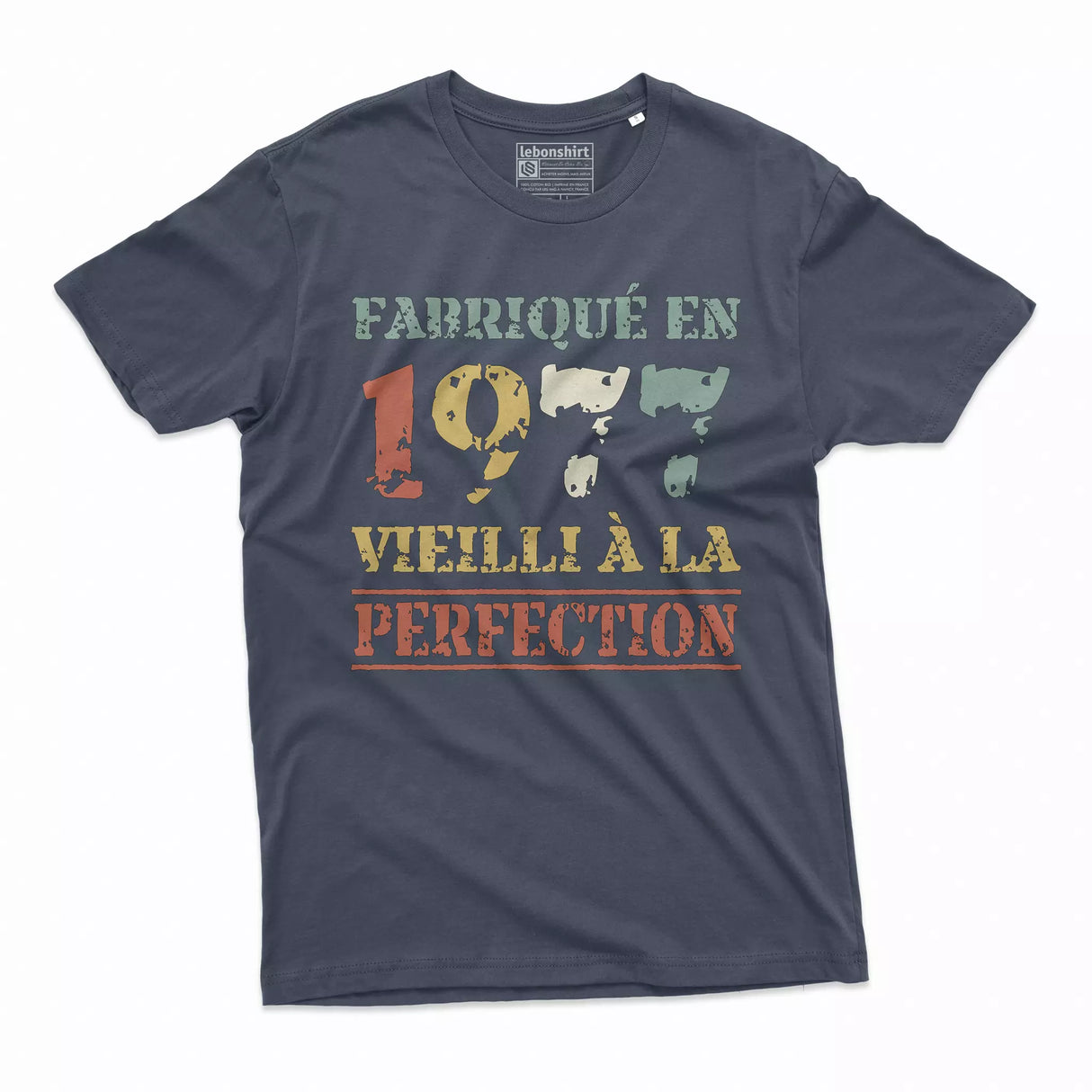 Lebonshirt T-shirt Premium Homme, Cadeau Aniversaire 1977 Fabriqué En 1977 Vieilli A La Perfection Marine