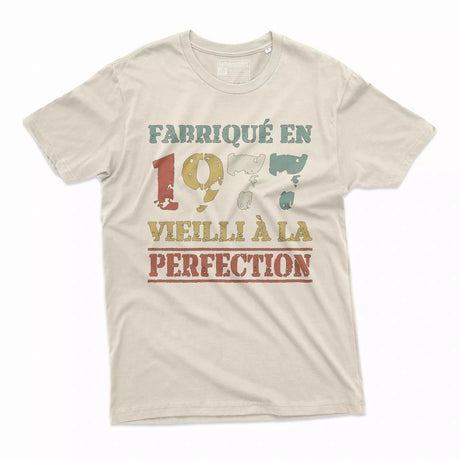 Lebonshirt T-shirt Premium Homme, Cadeau Aniversaire 1977 Fabriqué En 1977 Vieilli A La Perfection Naturel