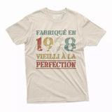 Lebonshirt T-shirt Premium Homme, Cadeau Aniversaire 1978 Fabriqué En 1978 Vieilli A La Perfection Naturel