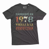 Lebonshirt T-shirt Premium Homme, Cadeau Aniversaire 1978 Fabriqué En 1978 Vieilli A La Perfection Noir