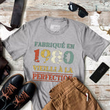 Lebonshirt T-shirt Premium Homme, Cadeau Aniversaire 1980 Fabriqué En 1980 Vieilli A La Perfection Gris