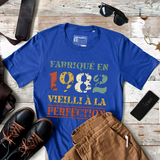 Lebonshirt T-shirt Premium Homme, Cadeau Aniversaire 1981 Fabriqué En 1981 Vieilli A La Perfection Bleu