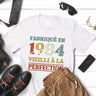 Lebonshirt T-shirt Premium Homme, Cadeau Aniversaire 1984 Fabriqué En 1984 Vieilli A La Perfection Blanc