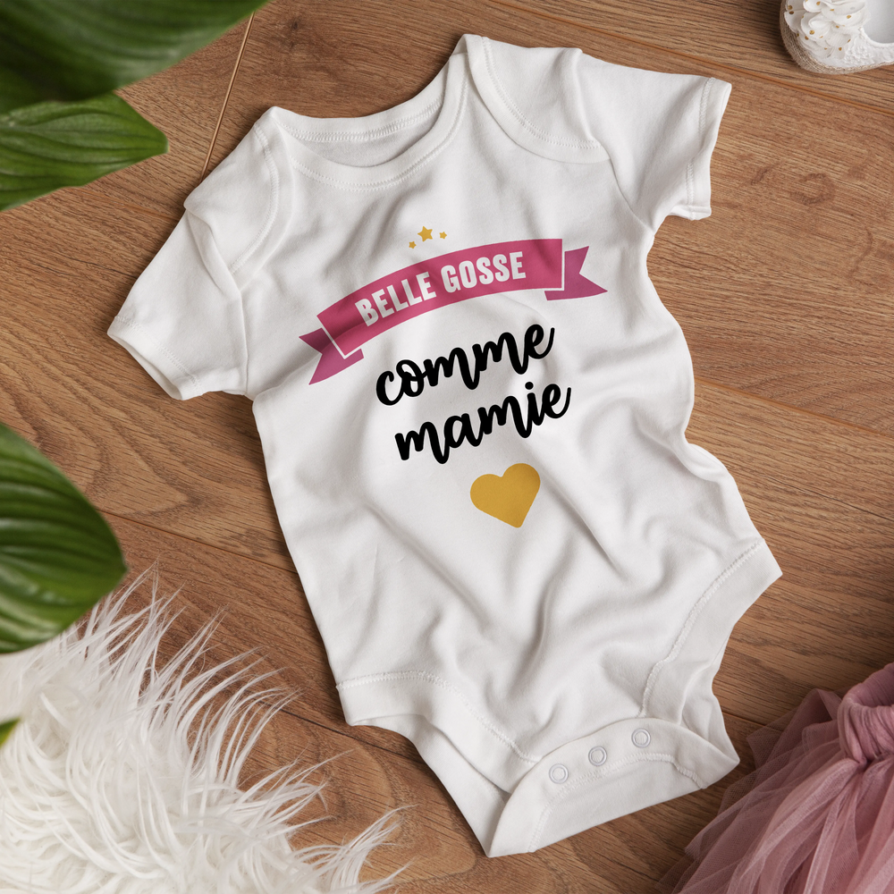Lebonshirt Body Bébé 100% Coton Bio - Belle Gosse Comme Mamie - L170522S32