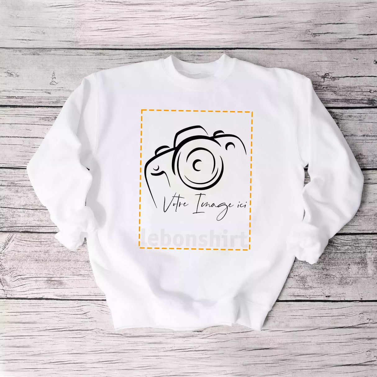 Lebonshirt Créez Votre Propre Pull Personnalisé Avec Photo Imprimée - Sweat-shirt Premium Enfant Bio Blanc