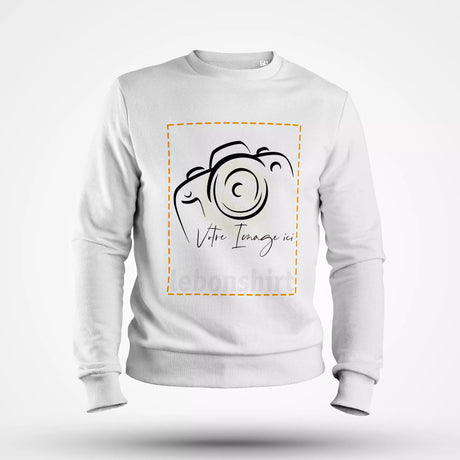 Lebonshirt® Créez Votre Propre Pull Personnalisé Avec Photo Imprimée Sweatshirt Premium Bio Unisexe Blanc