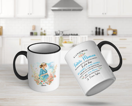 Lebonshirt® Mug Céramique Impression Panoramique Personnalisé - Future Maman, La Plus Belle, Le Plus Doux - L060522S28 - Noir