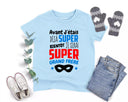 Lebonshirt® T-shirt Premium Enfant 100% Coton Bio - Avant J'étais Déjà Super, Bientôt Je Serai Super Grand Frère - L270422S18 - Bleu