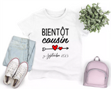 Lebonshirt® T-shirt Premium Enfant 100% Coton Bio - Bientôt Cousin-Cousine - Cadeau Enfant - Anoonce De Grossesse - Future Maman - Future Tante - L080223S01