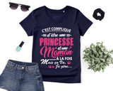 Lebonshirt® T-shirt Premium Femme Coton Bio - C'est Compliqué D'être Une Princesse Et Une Maman - L060522S22 - Marine