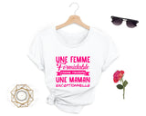 Lebonshirt® T-shirt Premium Femme Coton Bio - Une Femme Formidable Donne Toujours Une Maman Exceptionnelle - L050522S13 - Blanc