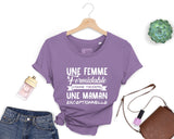 Lebonshirt® T-shirt Premium Femme Coton Bio - Une Femme Formidable Donne Toujours Une Maman Exceptionnelle - L050522S13 - Lavande