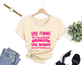 Lebonshirt® T-shirt Premium Femme Coton Bio - Une Femme Formidable Donne Toujours Une Maman Exceptionnelle - L050522S13 - Naturel