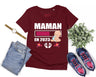 Lebonshirt® T-shirt Premium Femme En Coton Bio - Maman En 2023 - Cadeau Femme Enceinte & Jeune Maman - L220422S18 - Bordeaux