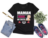 Lebonshirt® T-shirt Premium Femme En Coton Bio - Maman En 2023 - Cadeau Femme Enceinte & Jeune Maman - L220422S18 - Noir