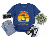 Lebonshirt® T-shirt Premium Homme 100% Coton Bio - J'peux Pas J'suis À La Retraite - Cadeau Retraite Humour Papy, Retraité 2023 - L270423S24 - Indigo