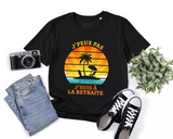 Lebonshirt® T-shirt Premium Homme 100% Coton Bio - J'peux Pas J'suis À La Retraite - Cadeau Retraite Humour Papy, Retraité 2023 - L270423S24 - Noir