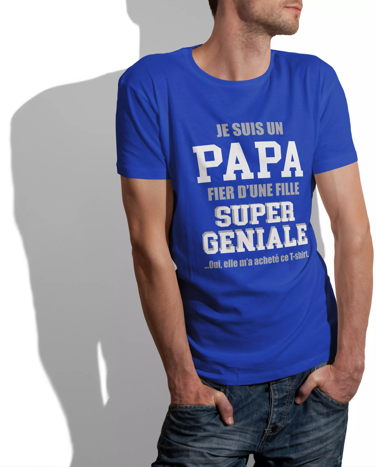 Lebonshirt® T-shirt Premium Homme 100% Coton Bio - Je Suis Un Papa Fier d'Une Fille Super Géniale, Elle m'a Acheté Ce T-shirt - L270422S22