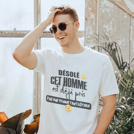 Lebonshirt® T-shirt Premium Homme Coton Bio - Désolé, Cet Homme Est Déjà Pris Par Une Femme Fantastique - L010122S03