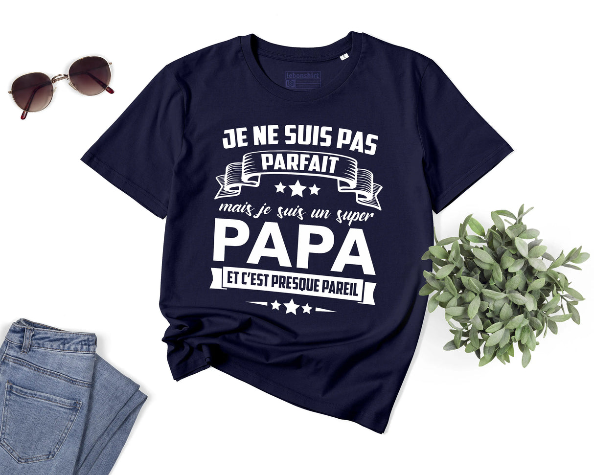 Lebonshirt® T-shirt Premium Homme Coton Bio - Je Ne Suis Pas Parfait Mais Je Suis Un Super Papa - L100522S24 - Marine