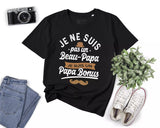 Lebonshirt® T-shirt Premium Homme Coton Bio - Je Ne Suis Pas Un Beau Papa, Je Suis Un Papa Bonus - Cadeau Humour Pour Beau Papa - L290422S14 - Noir