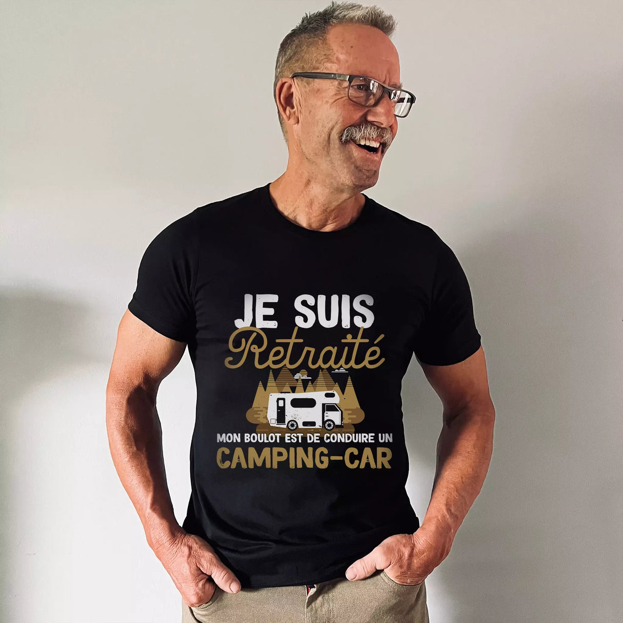 Lebonshirt® T-shirt Premium Homme Coton Bio - Je Suis Retraité - Mon Boulot Est De Conduire Un Camping Car - L270423S25